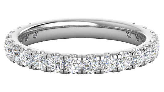 0.90 Ctw Timeless 4 Prong Wedding Band Set In 14K White Gold