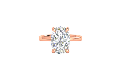 5.00 Ctw Oval Cut Solitaire Engagement Ring Set In 14K Rose Gold