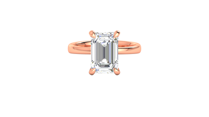 5.00 Ctw Emerald Cut Solitaire Engagement Ring Set In 14K Rose Gold