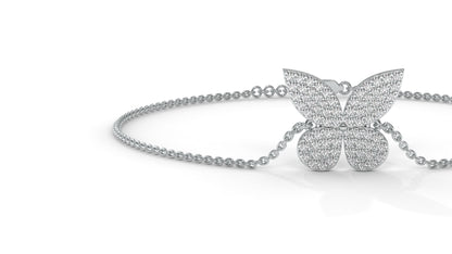 0.43 CTW Diamond Butterfly Bracelet in 14K White Gold – Pavé Butterfly Design