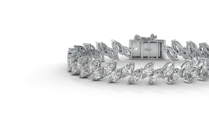 12.50 CTW Marquise Diamond Bracelet in 14K White Gold – Double Row Design