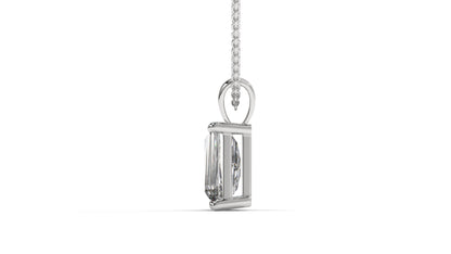 1.50 CTW Tapered Baguette Diamond Solitaire Pendant in 14K White Gold – Secure Claw-Prong Setting