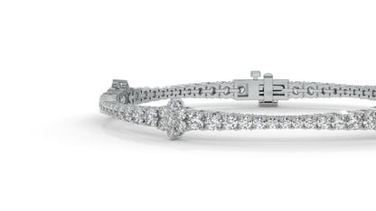 4.95 CTW Diamond Tennis Bracelet in 14K White Gold – Classic Round Cut Design