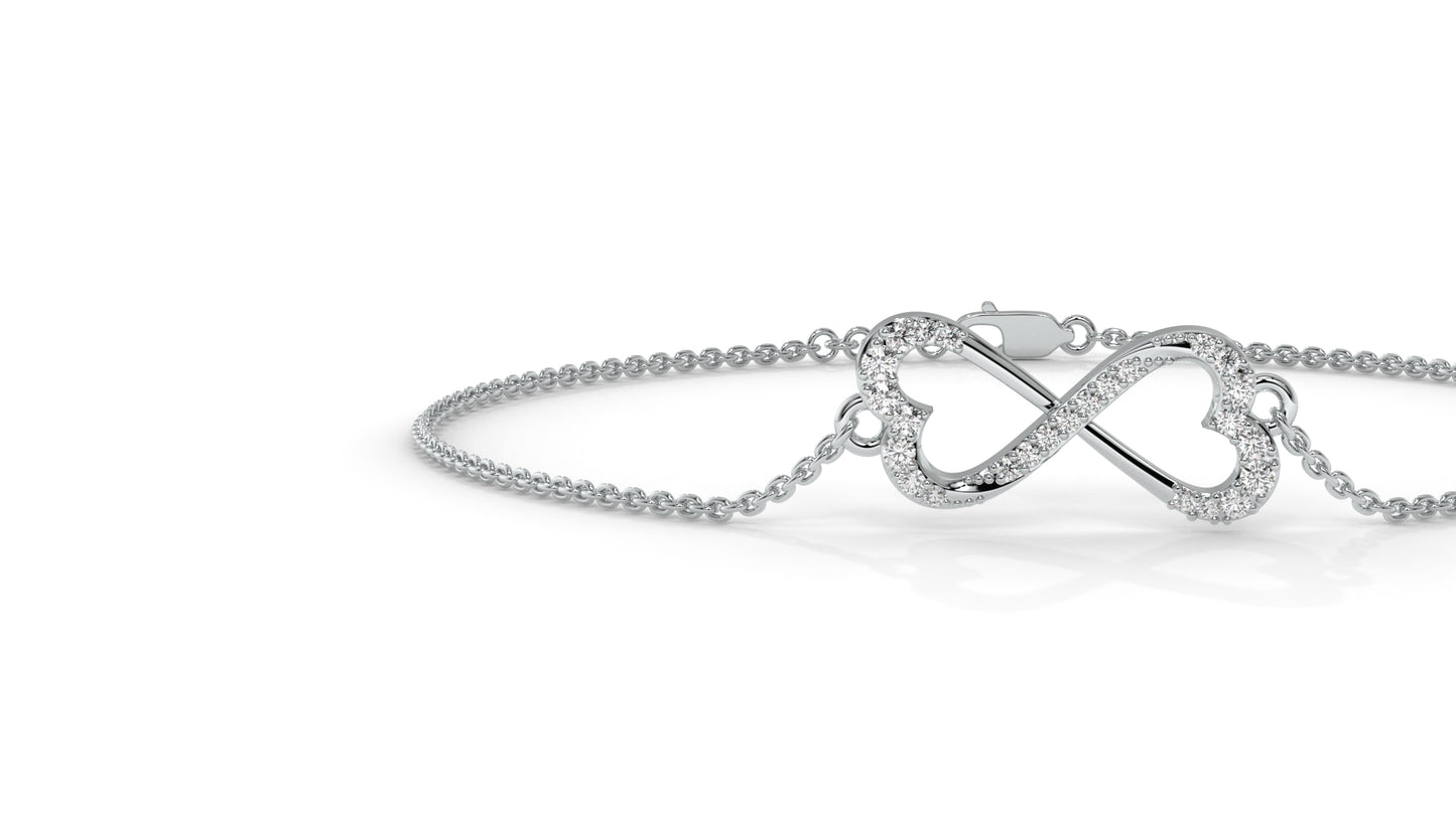0.17 CTW Diamond Infinity Heart Bracelet in 14K White Gold – Eternal Love Design