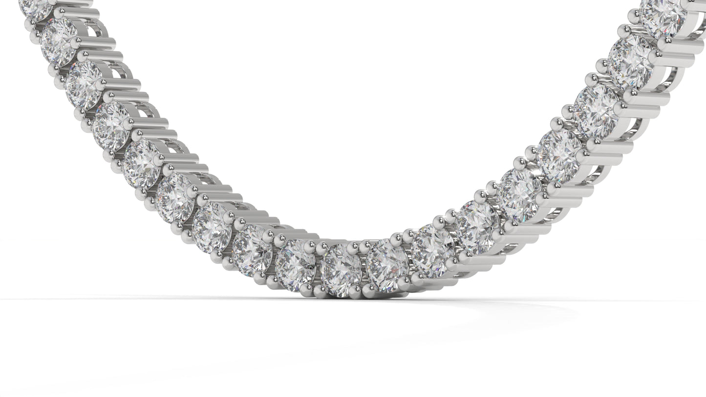 17.50 CTW Diamond Tennis Necklace in 14K White Gold – Classic Round Cut Single Row In 17 Inch