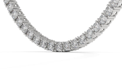 17.50 CTW Diamond Tennis Necklace in 14K White Gold – Classic Round Cut Single Row In 17 Inch