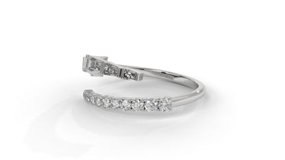 1.50 CTW Round and Tapered Baguette Diamond Ring in 14K White Gold