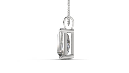 3.00 CTW Tapered Baguette Diamond Solitaire Pendant in 14K White Gold – Secure Claw-Prong Setting