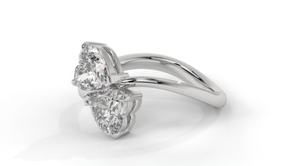 2.00 CTW Toi et Moi Diamond Ring in 14K White Gold with Heart Shape Diamonds