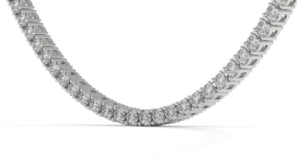 10 CTW Diamond Tennis Necklace in 14K White Gold – Classic Round Cut Single Row In 17 Inch