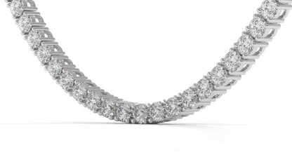 15 CTW Diamond Tennis Necklace in 14K White Gold – Classic Round Cut Single Row  In 17 Inch