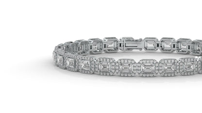 7.00 CTW Diamond Halo Bracelet in 14K White Gold - Luxury Statement Design