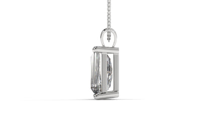 4.00 CTW Tapered Baguette Diamond Solitaire Pendant in 14K White Gold – Secure Claw-Prong Setting