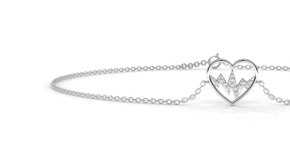 0.11 CTW Diamond Heartbeat Bracelet in 14K White Gold – Heart Outline Design