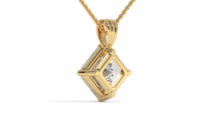 3.00 CTW Asscher-Cut Diamond Solitaire Pendant in 14K Yellow Gold – Secure Claw-Prong Setting