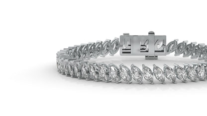 11.50 CTW Marquise Diamond Bracelet in 14K White Gold