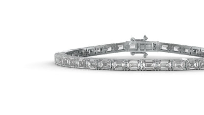 7.80 CTW Emerald Cut Diamond Classic Tennis Bracelet in 14K White Gold