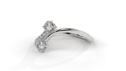 0.34 CTW Toi et Moi Diamond Ring in 14K White Gold with Round Cut Diamonds