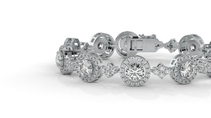 4.18 CTW Diamond Halo Link Bracelet in 14K White Gold