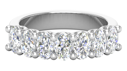 2.10 Ctw Luxurious Oval Cut Seven Stone Wedding Band With U-Shape Prong Setting In 14K White Gold