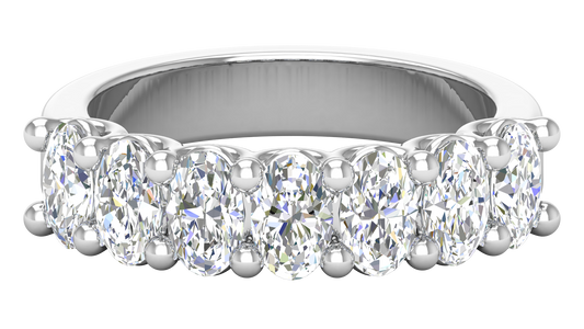 2.10 Ctw Luxurious Oval Cut Seven Stone Wedding Band With U-Shape Prong Setting In 14K White Gold