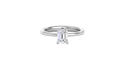1.00 Ctw Emerald Cut Solitaire Engagement Ring Set In 14K White Gold