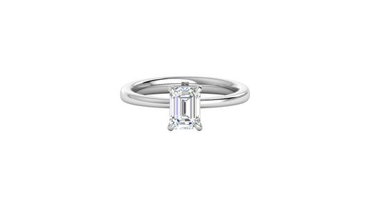 1.00 Ctw Emerald Cut Solitaire Engagement Ring Set In 14K White Gold