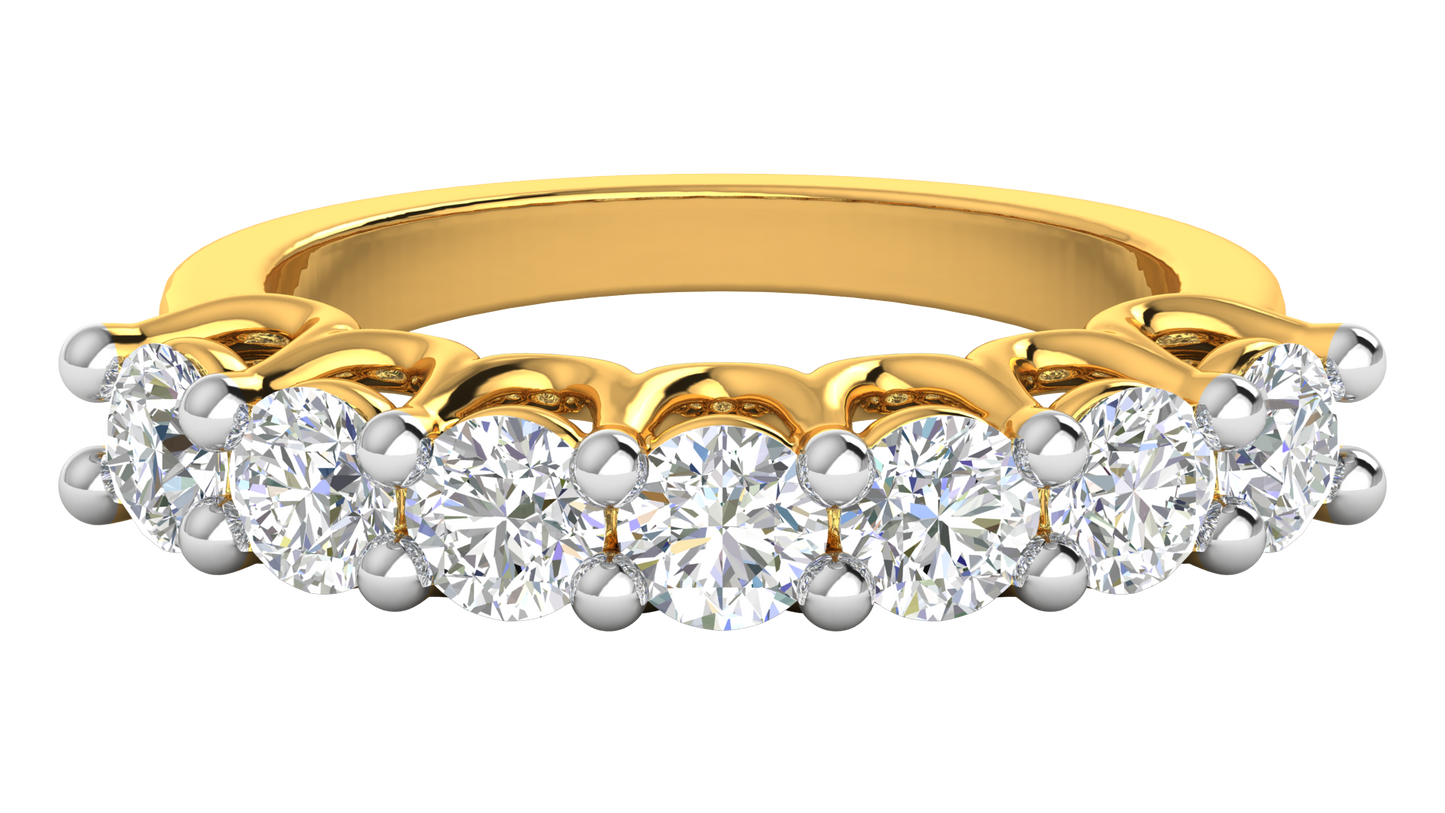 2.10 Ctw Dazzling Seven-Stone Wedding Band With U-Shape Prong Setting In 14K Yellow Gold