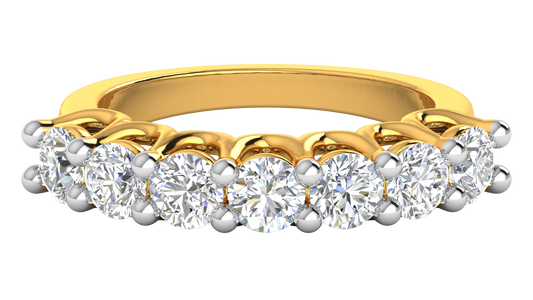 2.10 Ctw Dazzling Seven-Stone Wedding Band With U-Shape Prong Setting In 14K Yellow Gold