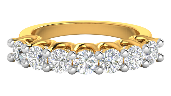 2.10 Ctw Dazzling Seven-Stone Wedding Band With U-Shape Prong Setting In 14K Yellow Gold