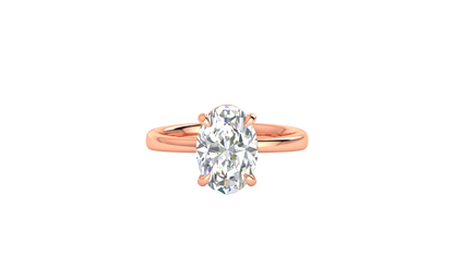 3.00 Ctw Oval Cut Solitaire Engagement Ring Set In 14K Rose Gold
