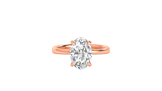 3.00 Ctw Oval Cut Solitaire Engagement Ring Set In 14K Rose Gold