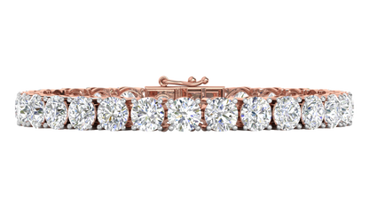 27.00 Ctw Round Brilliant Diamond Tennis Bracelet In 14K Rose Gold