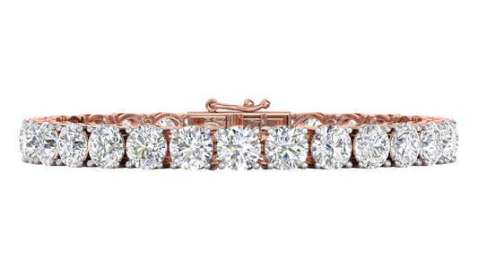 27.00 Ctw Round Brilliant Diamond Tennis Bracelet In 14K Rose Gold