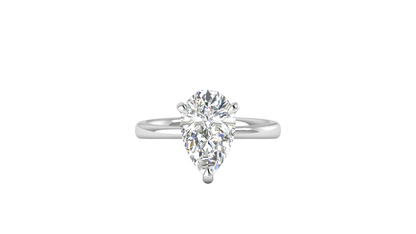 3.00 Ctw Pear Cut Solitaire Engagement Ring Set In 14K White Gold