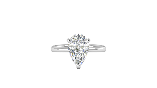 3.00 Ctw Pear Cut Solitaire Engagement Ring Set In 14K White Gold