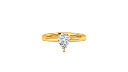 1.00 Ctw Pear Cut Solitaire Engagement Ring Set In 14K Yellow Gold