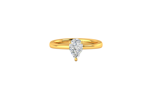 1.00 Ctw Pear Cut Solitaire Engagement Ring Set In 14K Yellow Gold