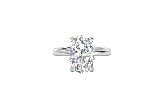5.00 Ctw Oval Cut Solitaire Engagement Ring Set In 14K White Gold