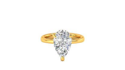 4.00 Ctw Pear Cut Solitaire Engagement Ring Set In 14K Yellow Gold