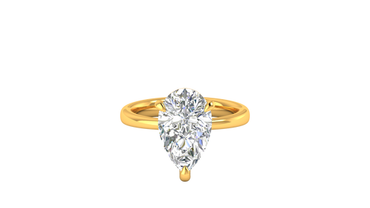 4.00 Ctw Pear Cut Solitaire Engagement Ring Set In 14K Yellow Gold
