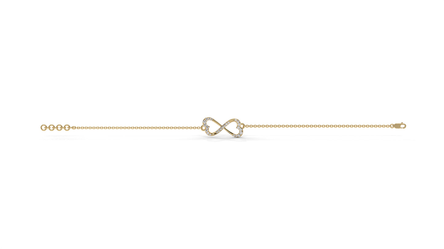 0.17 CTW Diamond Infinity Heart Bracelet in 14K Yellow Gold – Eternal Love Design