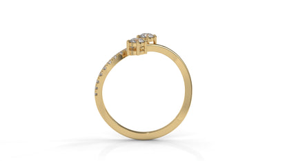 0.34 CTW Toi et Moi Diamond Ring in 14K Yellow Gold with Round Cut Diamonds