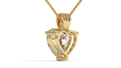 3.00 CTW Heart-Shaped Diamond Solitaire Pendant in 14K Yellow Gold – Secure Claw-Prong Setting