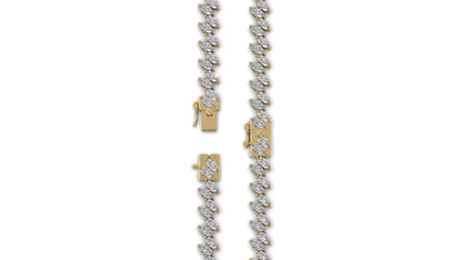 12.50 CTW Marquise Diamond Bracelet in 14K Yellow Gold – Double Row Design