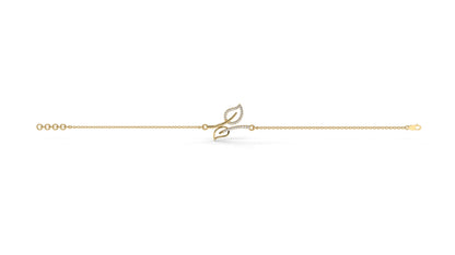 0.17 CTW Diamond Leaf Bracelet in 14K Yellow Gold – Dainty Nature Inspired Jewelry