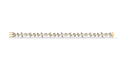 12.50 CTW Mixed Shape Diamond Bracelet in 14K Yellow Gold – Round, Emerald, Oval, Pear & Marquise Cut