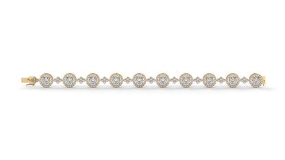 4.18 CTW Diamond Halo Link Bracelet in 14K  Yellow Gold