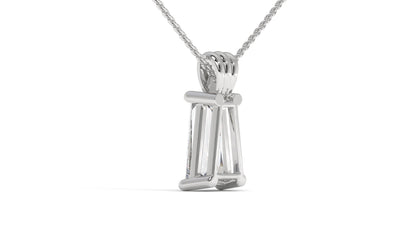 3.00 CTW Tapered Baguette Diamond Solitaire Pendant in 14K White Gold – Secure Claw-Prong Setting