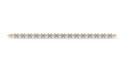 9.74 CTW Diamond Floral Bracelet in 14K Yellow Gold - Elegant Nature-Inspired Design